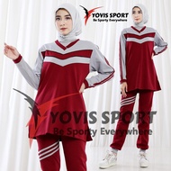 New Product!! Setelan Senam Jogger Yuvis Sport / Baju Senam Setelan Orahraga Wanita Muslimah Yuvis S