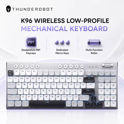 THUNDEROBOT K96 Wireless Mechanical Keyboard Low-profile Productivity Keyboard 98 Keys with Roller M