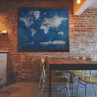 世界地圖畫布與木掛家居裝飾雜誌日記 Atlantic blue
