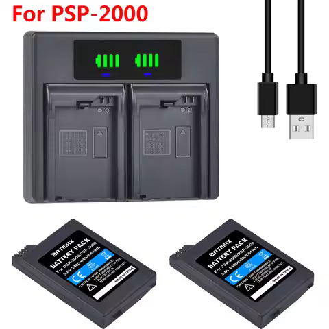 2400mAh PSP2000 Battery + Dual LED Fast Charger for Sony PSP2000 PSP3000 PSP 2000 3000 PSP S110 Game