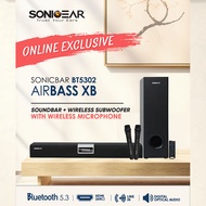 SonicGear SonicBar BT5302 AirBass XB BT 5.3 Wirelss Soundbar Subwoofer 160w Free Dual Wireless Mic