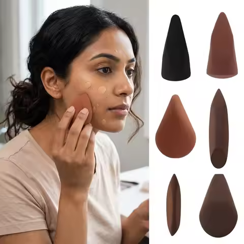 New Detailed Beauty Blending Sponge Fingertip Shaped Brightening Cosmetic Puff Extra-Soft Washable C