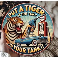 HELLOYOUNG Vintage Metal Sign ESSO Tiger Gas Oil Wall Art Decor for Garage Bar
