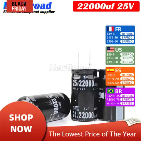 1PCS Original aluminum electrolytic capacitor 25V 22000UF plug-in multi specification long life 2200
