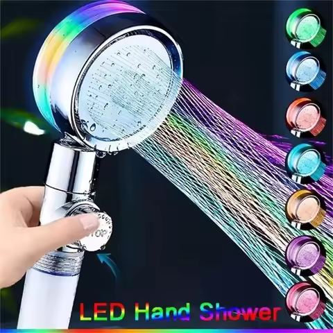 7 Colors Changing LED Shower Head Shower Automatic Rgb Temperature Control Water Saving Shower Filte