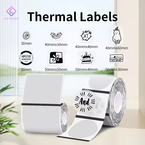 Transparent Round label Thermal Adhesive Label Roll Suit for KAYSION phomemo M110/M200/M120/M220 E21