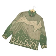 Couple Ayah Anak Batik Kemeja Panjang Inara Hijau Lumut