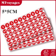 5*5CM 30Pcs Waterproof Number Number Sticker Table Number Stickers Self-Adhesive Serial Number Numbe