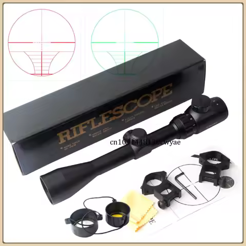 Riflescope 3-9x40 Rifle Sniper Scope Red or Green Illuminated Optical with Mounts Mil Dot Fit Free C