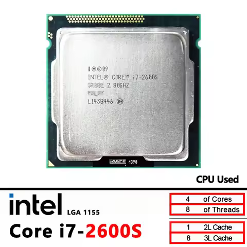 Used Intel Core i7-2600S i7 2600S i7 2600 S 2.8 GHz 65W LGA 1155