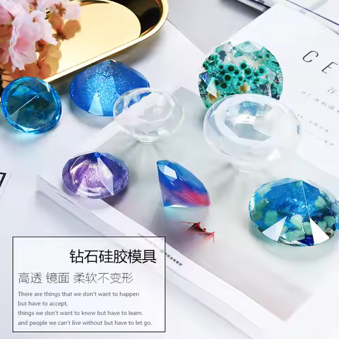 3D Diamond Silicone Mold Transparent Clear Mould for UV Resin Epoxy Craft Supplies Epoxy Resin Soft 