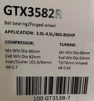 GTX3582R-66 GTX3582 GTX Turbo Billet Compressor Wheel Vband Selectable A/R T3 Dual Ceramic Ball Bear