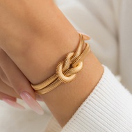 Ingemark Unique Adjustable Twisted Chunky Snake Chain Bracelet for Women Vintage Knotted Link Bangle