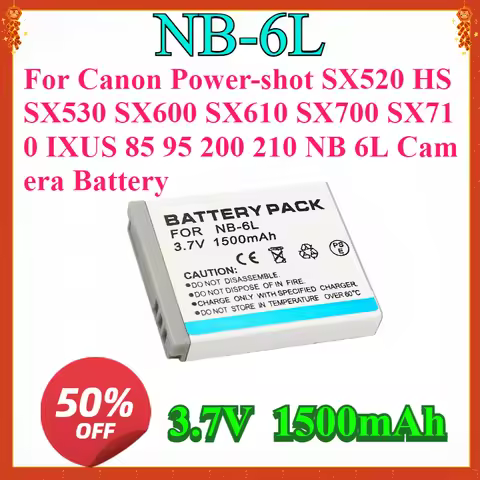 1500mAh NB-6L 6LH Battery for Canon Power-shot SX520 HS SX530 SX600 SX610 SX700 SX710 IXUS 85 95 200