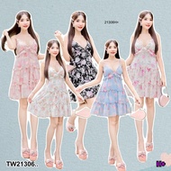 TwinsShopVip TW21306 Mini Dress Spaghetti Strap 3-Layer Ruffled Skirt ..