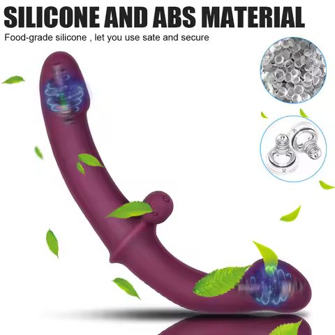 Double-head Vibrating Strapless Strapon Dildo Vibrator Anal Prostate Massager 10 Speeds G Spot Vibra