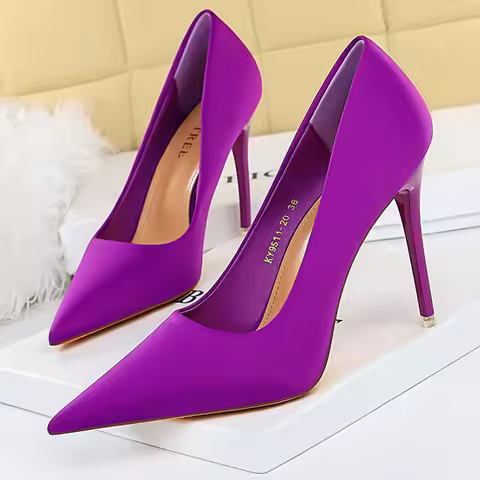 BIGTREE Shoes Satin Women Pumps 2026 New Purple High Heels Fashion Women Shoes Stiletto Luxury Noble