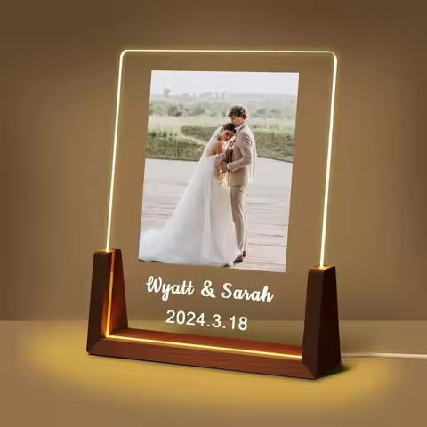 Custom Acrylic Photo Night Light Personalized Pattern Memorial Ornament Gift for Couples Parents Bes