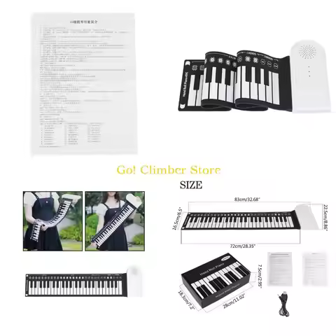 Q84C Foldable Portable Electronic Piano 49 Key Roll Up Piano Silicone Keyboard Hand Roll Portable Pi