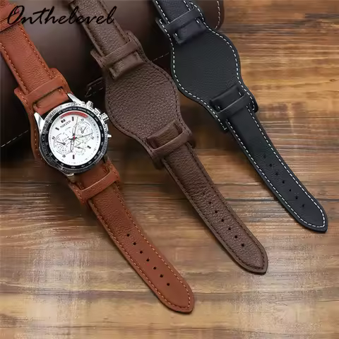 Crazy Horse Leather Bund Strap 18mm 19mm 20mm 21mm 22mm Leather Cuff Watch Strap Men's Wrist Watch B