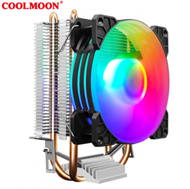 Others - 酷月CPU散熱器雙銅管9cm立式靜音AMD115X台式電腦熱管散熱CPU風扇（P2魔月版 雙銅管單風扇）