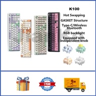 MONKA K100 Wireless Mechanical Keyboard 98% Hot swappable RGB GASKET Custom Gaming Keyboard With Ind