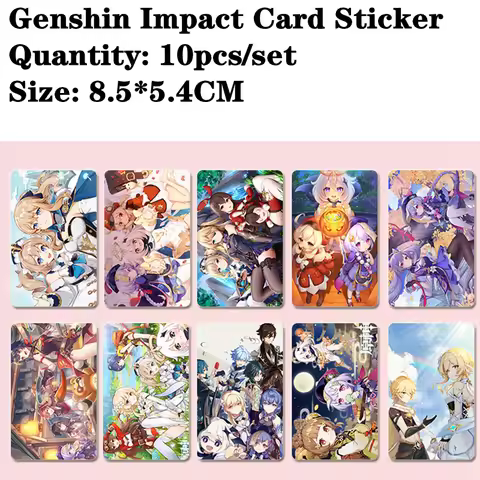 PCS10/Set Game Genshin Impact Cosplay Accessories Project DIY Sticker Bus IC Bank Student Card Stick