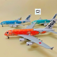 Airbus A380 ANA Turtle Japan Airlines Model Airplane with High-End 1:400 Scale Landing Equipment