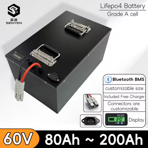 60V 80Ah 100Ah 120Ah 130Ah 150Ah 200Ah lithium Lifepo4 battery pack Bluetooth BMS 100A 150A 200A for