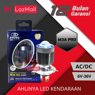 AYOTO Lampu LED Motor Depan Projie Socket H4 Motor Mobil M3A PRO Hi/Lo 2Warna Arus AC DC PNP Watt 18