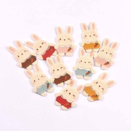 5pcs 39x60mm mixed colors Cute Bunny Woven Patches Dainty Fabric Appliques For DIY Crafts Bags Hats 