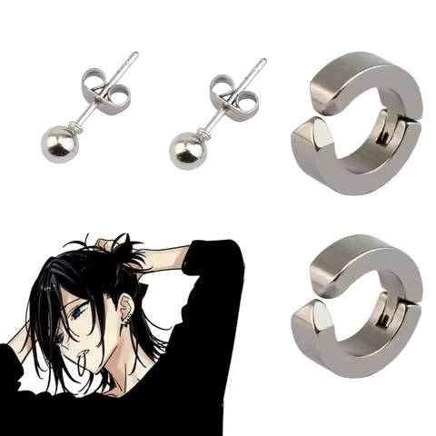 Anime Horimiya Miyamura Izumi Ear Clip Lip Chain Earring Stainless Steel Punk Earrings Cosplay Prop 