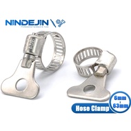 NINDEJIN Worm Gear Hose Clamp Adjustable Key-Type Hose Clip For Water Pipe (5/10 Pcs/6-63mm)