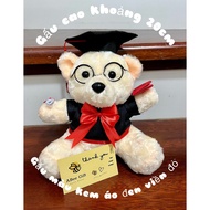 Fuzzy GRADUATION TEDDY BEAR WITH GLASS SIZE 20 Hanoi 1-3h|, ABee gift |