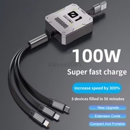 Portable 100W 3 In 1 Retractable Phone Data Fast Charging Cable For Samsung Galaxy S24  5GNote 20 Ul