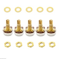 SV 5pcs A500K Potentiometer Splined  Electric Guitar Bass Effect Amp Tone Volume