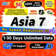 Malaysia Thailand Indonesia eSIM 5G 1-30 Days 5G Unlimited Data Asia 7 Countries Cambodia Vietnam Ph