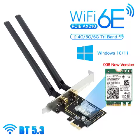 5374Mbps Wifi 6E AX210 Pcie Wireless Adapter Bluetooth 5.3 ax210ngw M.2 Wi Fi Network Card For Win 1