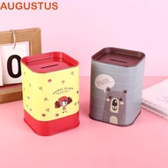 AUGUSTUS Metal Piggy Bank Birthday Gift High-Capacity Cartoon Save Money Lovely Tinplate Money Box