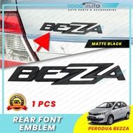 Perodua Bezza Car Logo Rear Font Emblem Matt Black