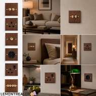 LEMONTREALCB Wall Light Switch Panel,  Wood 86 Type Toggle Switch Socket Panel, Retro Toggle Switch 