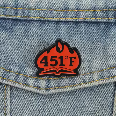 451 Fahrenheit Enamel Pins Fire Book Reading Brooches Lapel Badges Clothes Punk Reader Jewelry Gift 