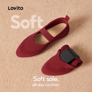 Lovito Casual Plain Fly Weaving Breathable Soft Sole Light Comfortable Ballet Flat for Women LFA5635