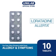 Unilab Allerta 10mg 10 Loratadine Tablets - For Fast Non-Drowsy Relief From Allergy and Its Symptoms