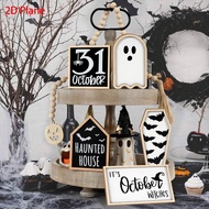 5 Pieces Halloween Table Decorations Ornaments 2D Flat Halloween Silly Decorations Bat Coffin, House