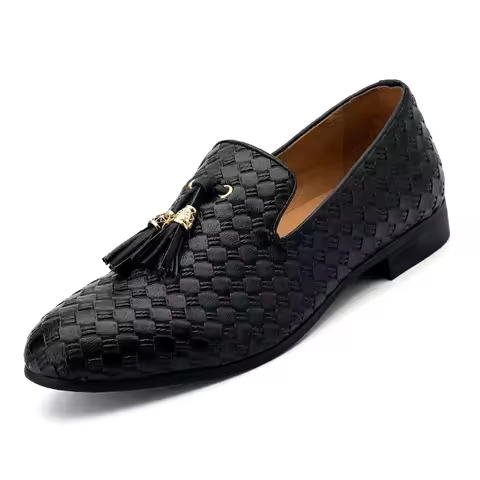 Casual Leather Shoes Men Faux Leather Noble Loafer Shoes Slip-on Loafer Smoking Slipper Tassel Loafe