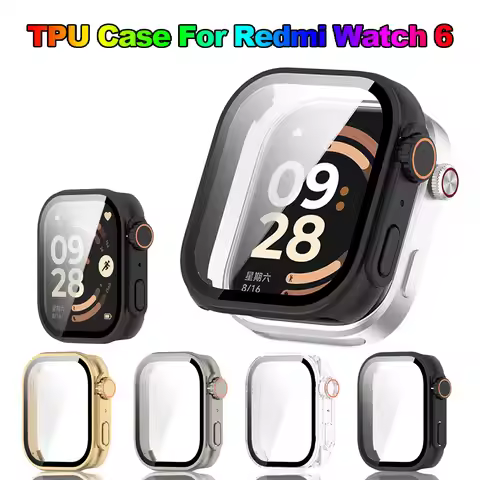 PC Case + Glass for Redmi Watch 6 Screen Protector Anti-scratch Bumper Protective Cover For Redmi Wa