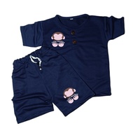 Baju Anak Stelan Kiano Termurah Gambar Monkey Usia 1-5 Tahun One set