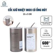 Cốc Giữ Nhiệt, Cốc Uống Nước Inox 304 Có Ống Hút Ly Uống Coffee 600ML Giữ Nhiệt 6-8 Tiếng - Hàng Loạ