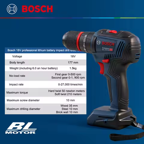 BOSCH-GSB 185-LI Professional 18V Brushless Wireless Impact Drill Electric Screwdriver with Power To
